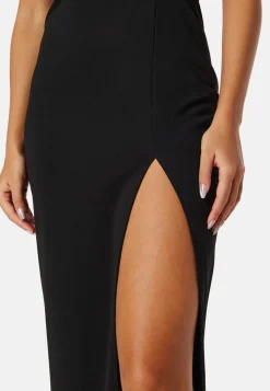 John Zack Puff Sleeve Maxi Dress With Split