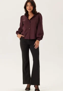 BUBBLEROOM Puff Sleeve Satin Shirt