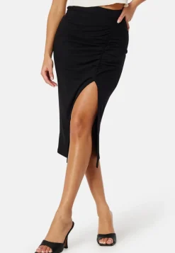 BUBBLEROOM Rib Slit Midi Skirt