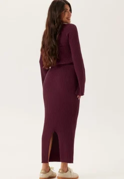BUBBLEROOM Round Neck Rib Knitted Maxi Dress