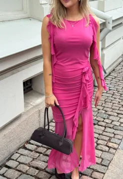 Bubbleroom Occasion Ruched Frill Ankle Dress