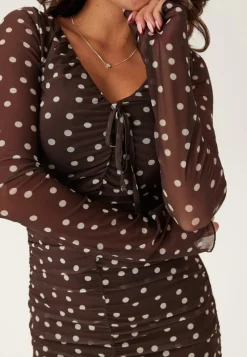 BUBBLEROOM Ruched Mesh Frill Dress