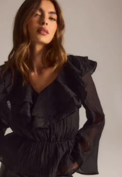 BUBBLEROOM Ruffle Wide Sleeve Blouse