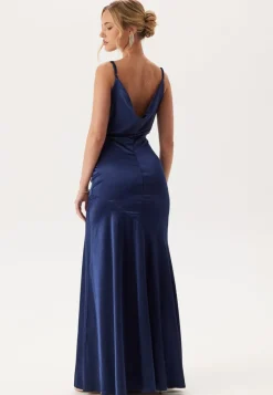 Goddiva Satin Cowl Neck Maxi Dress