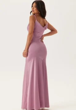 Goddiva Satin Cowl Neck Maxi Dress