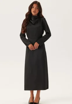 Bubbleroom Occasion Satin High Collar Midi Dress