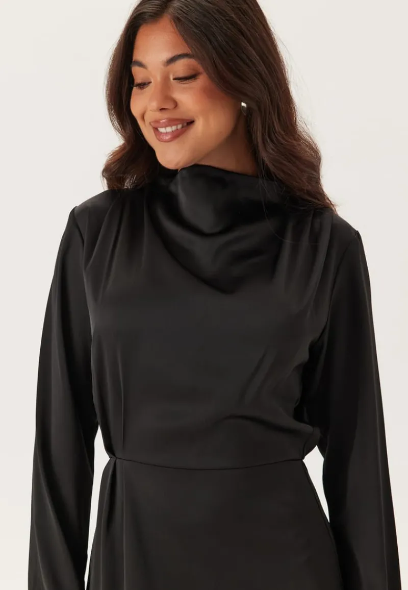 Bubbleroom Occasion Satin High Collar Midi Dress