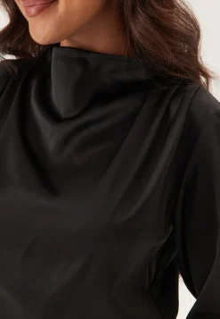 Bubbleroom Occasion Satin High Collar Midi Dress