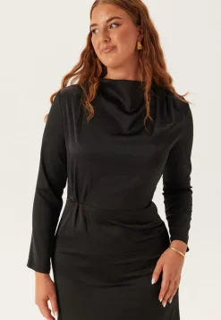 Bubbleroom Occasion Satin High Collar Midi Dress