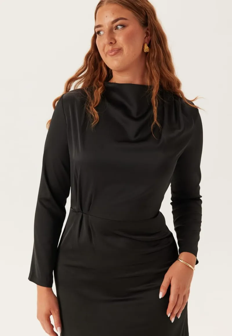 Bubbleroom Occasion Satin High Collar Midi Dress