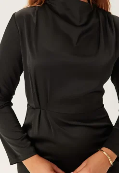 Bubbleroom Occasion Satin High Collar Midi Dress