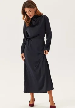 Bubbleroom Occasion Satin High Collar Midi Dress