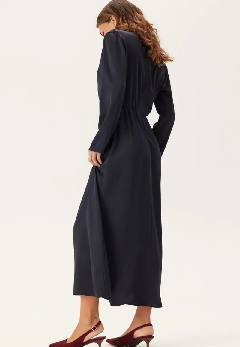 Bubbleroom Occasion Satin High Collar Midi Dress