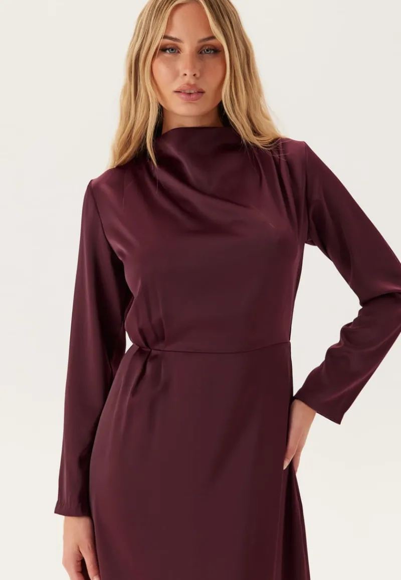 Bubbleroom Occasion Satin High Collar Midi Dress