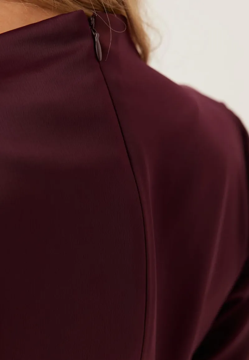 Bubbleroom Occasion Satin High Collar Midi Dress