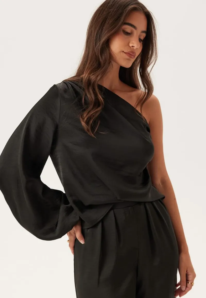 BUBBLEROOM Satin One Shoulder Blouse