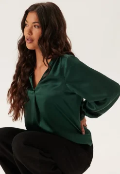 BUBBLEROOM Satin Puff Sleeve Blouse