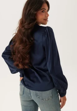 BUBBLEROOM Satin Puff Sleeve Shirt