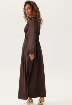 BUBBLEROOM Satin V-neck Maxi Dress