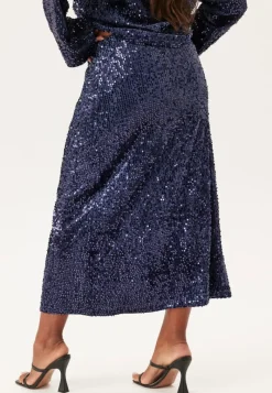 Happy Holly Sequin A-line Midi Skirt