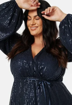 Bubbleroom Occasion Sequin Balloon Sleeve Dress