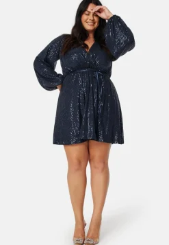 Bubbleroom Occasion Sequin Balloon Sleeve Dress
