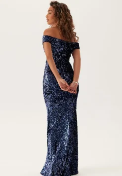 Goddiva Sequin Velvet Sweetheart Maxi Dress