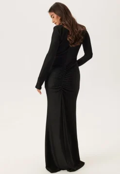 Bubbleroom Occasion Sparkling Low V-neck Slit Gown