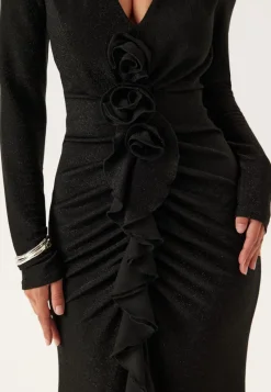 Bubbleroom Occasion Sparkling Low V-neck Slit Gown