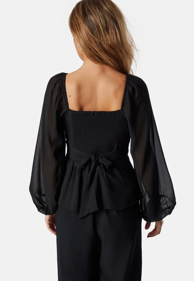 BUBBLEROOM Square Neck L/S Georgette Blouse