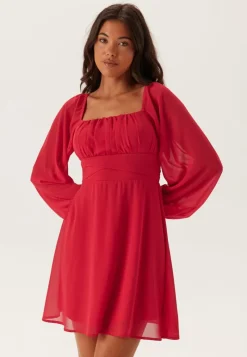 BUBBLEROOM Square Neck L/S Georgette Dress