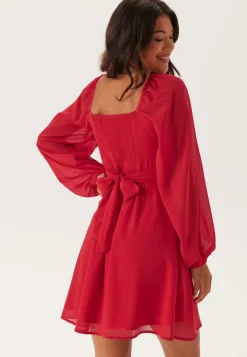 BUBBLEROOM Square Neck L/S Georgette Dress