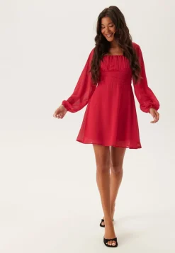BUBBLEROOM Square Neck L/S Georgette Dress
