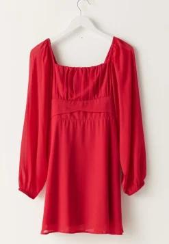 BUBBLEROOM Square Neck L/S Georgette Dress