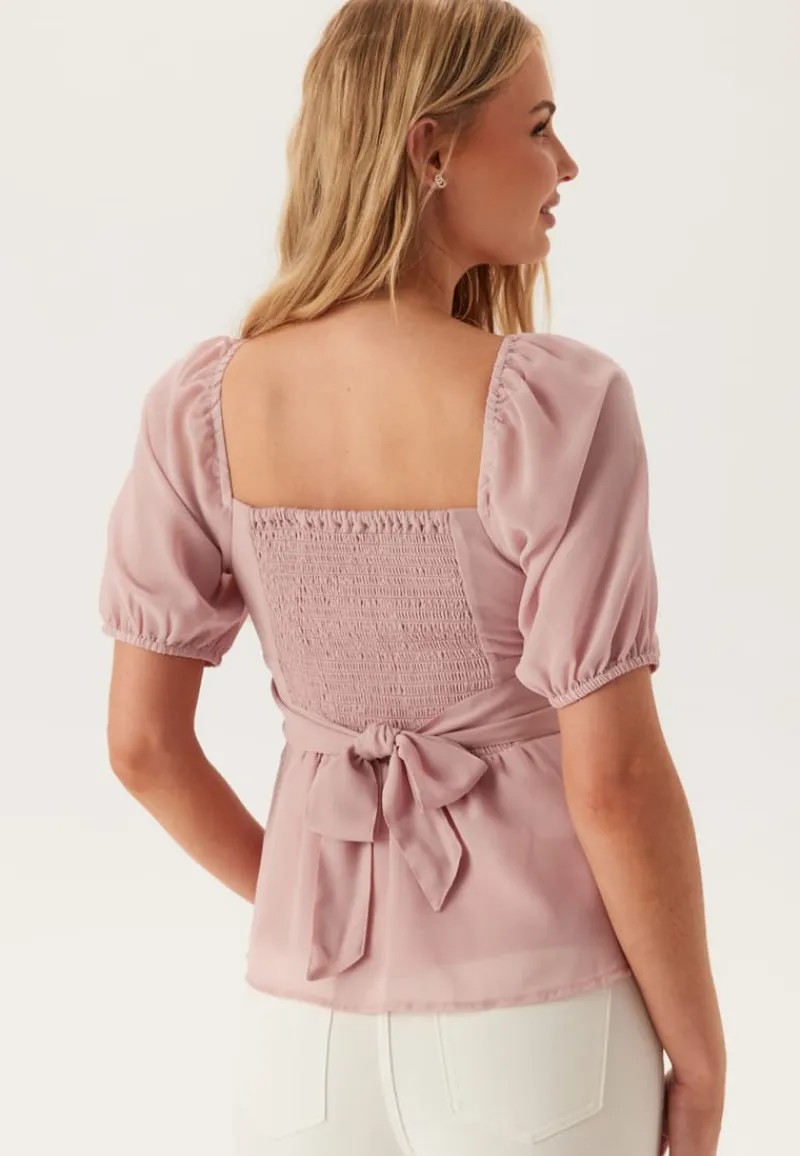 BUBBLEROOM Square Neck S/S Georgette Blouse