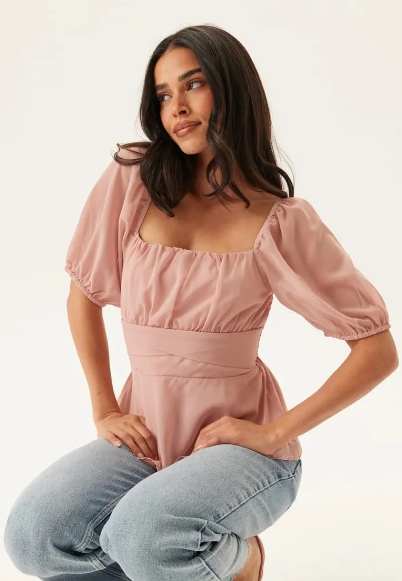 BUBBLEROOM Square Neck S/S Georgette Blouse