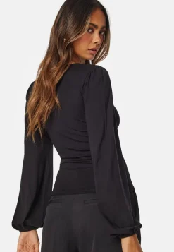 BUBBLEROOM Square V-neck Long Sleeve Puff Top