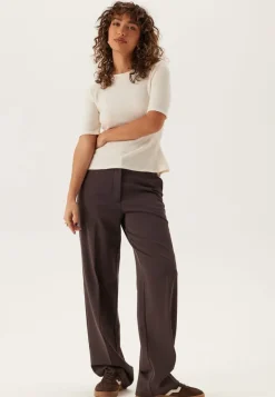BUBBLEROOM Straight High Waist Suit Trousers