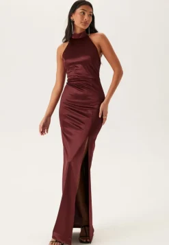 Bubbleroom Occasion Stretch Satin Halterneck Gown