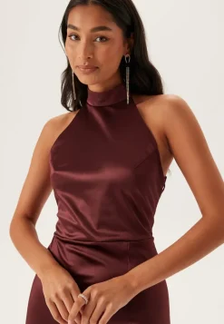 Bubbleroom Occasion Stretch Satin Halterneck Gown