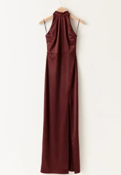 Bubbleroom Occasion Stretch Satin Halterneck Gown