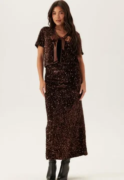 VILA Vibelieve S/S TIE SEQUINS TOP