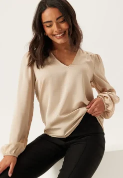 VILA Viellette L/S SMOCK SATIN TOP