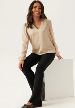 VILA Viellette L/S SMOCK SATIN TOP