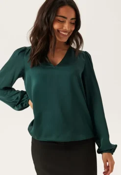 VILA Viellette L/S SMOCK SATIN TOP