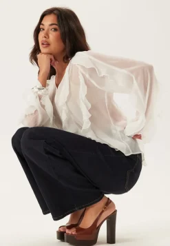 VILA Vimitalla V-neck L/S FLOUNCE S