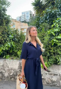 Happy Holly Viscose Belted Shirt Dress