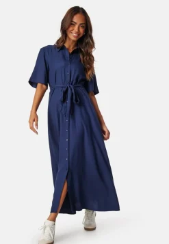 Happy Holly Viscose Belted Shirt Dress