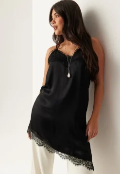 BUBBLEROOM Viscose Satin Lace Mini Dress