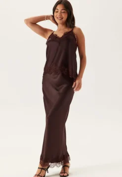 BUBBLEROOM Viscose Satin Lace Skirt